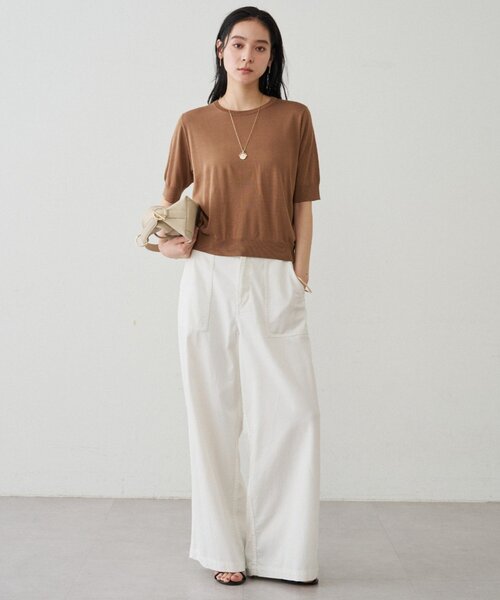 LOUNGEDRESS(ラウンジドレス)の「シルク半袖ニット 夏服(ニット/セーター・レディース・ブラック/キャメル/オレンジ・FREE)」の21枚目の写真