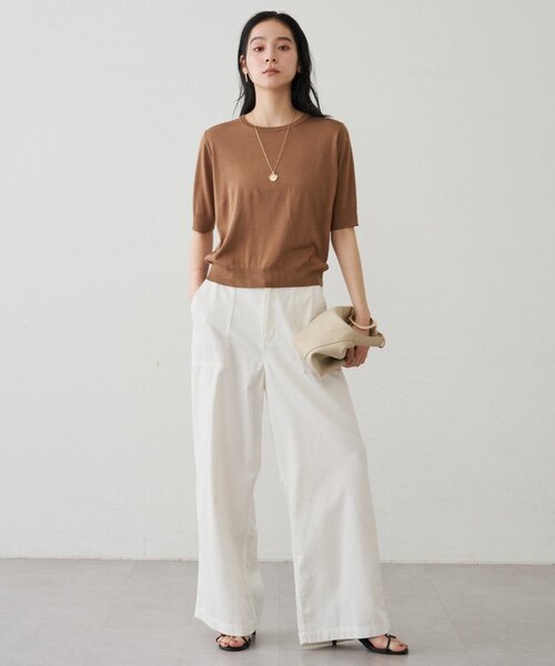 LOUNGEDRESS(ラウンジドレス)の「シルク半袖ニット 夏服(ニット/セーター・レディース・ブラック/キャメル/オレンジ・FREE)」の22枚目の写真