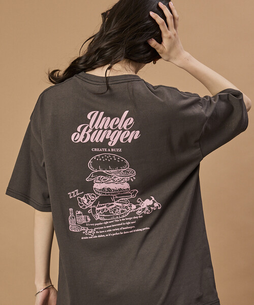 限定展開 ビッグシルエット バックプリント クルーネック Tシャツ