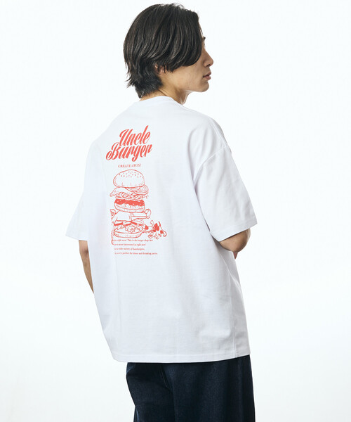 限定展開 ビッグシルエット バックプリント クルーネック Tシャツ
