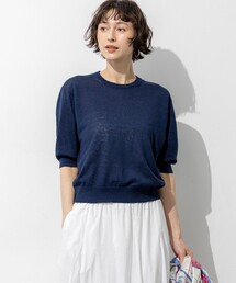 ピュアリネンハイゲージ パフスリーブ ニット