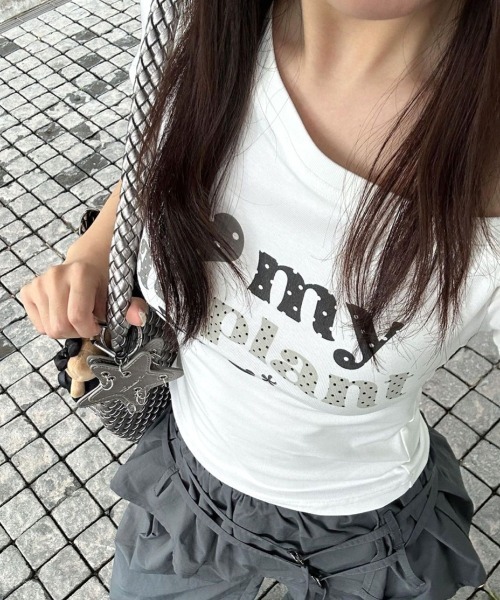 SHEENA(シーナ)の「ドットロゴプリントワンショルコンパクトTシャツ(Tシャツ/カットソー・レディース・ホワイト・M)」の11枚目の写真
