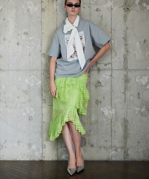 MAISON SPECIAL（メゾンスペシャル）の「Studded Half-Sleeve Bow Tie Shirt/スタッズハーフスリーブボウタイシャツ（シャツ/ブラウス・レディース・ホワイト/グレー/ブルー・FREE）」の8枚目の写真