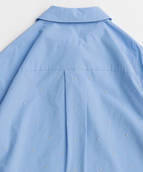 MAISON SPECIAL（メゾンスペシャル）の「Studded Half-Sleeve Bow Tie Shirt/スタッズハーフスリーブボウタイシャツ（シャツ/ブラウス・レディース・ホワイト/グレー/ブルー・FREE）」の16枚目の写真