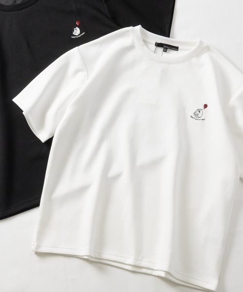 JOHN'S CLOSET(ジョンズクローゼット)の「【31】アソートデザインワンポイント刺しゅう半袖ポンチTシャツ ハチワレ/クロネコ/オバケ(Tシャツ/カットソー・メンズ・ホワイト系1/ホワイト系2/ホワイト系3/ブラック系2/ブラック系4/ホワイト系4/ブラック系1/ブラック系3・MEDIUM/LARGE)」の4枚目の写真