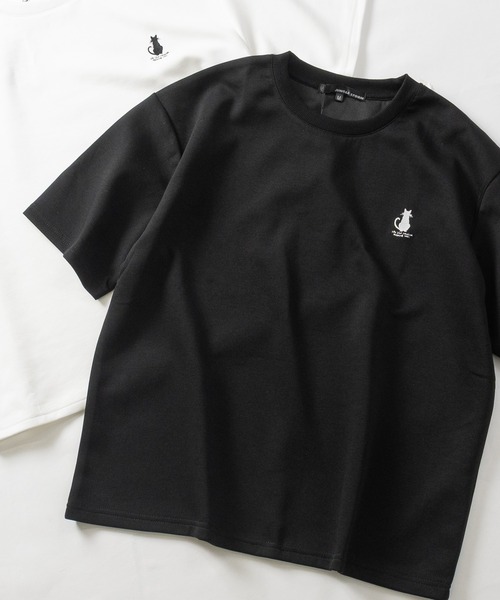 JOHN'S CLOSET(ジョンズクローゼット)の「【31】アソートデザインワンポイント刺しゅう半袖ポンチTシャツ ハチワレ/クロネコ/オバケ(Tシャツ/カットソー・メンズ・ホワイト系1/ホワイト系2/ホワイト系3/ブラック系2/ブラック系4/ホワイト系4/ブラック系1/ブラック系3・MEDIUM/LARGE)」の6枚目の写真