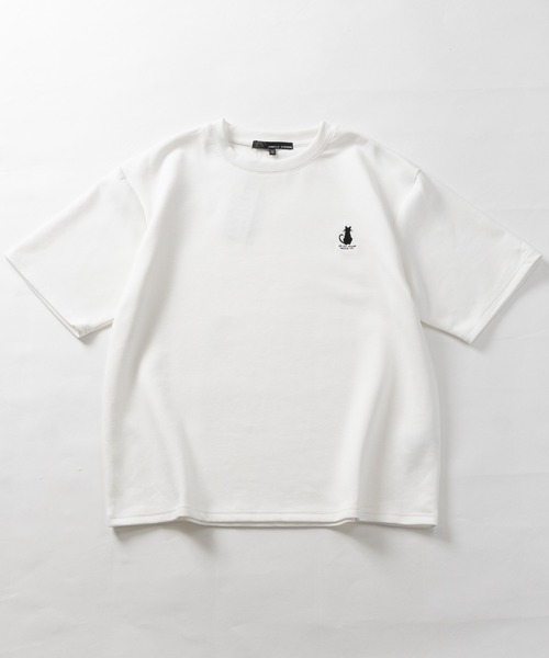 JOHN'S CLOSET(ジョンズクローゼット)の「【31】アソートデザインワンポイント刺しゅう半袖ポンチTシャツ ハチワレ/クロネコ/オバケ(Tシャツ/カットソー・メンズ・ホワイト系1/ホワイト系2/ホワイト系3/ブラック系2/ブラック系4/ホワイト系4/ブラック系1/ブラック系3・MEDIUM/LARGE)」の11枚目の写真