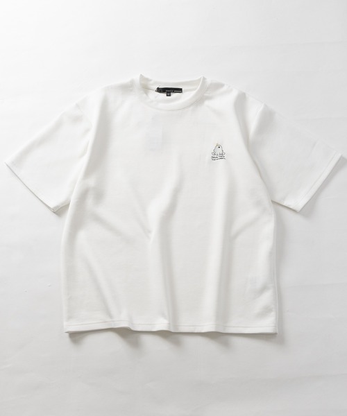 JOHN'S CLOSET(ジョンズクローゼット)の「【31】アソートデザインワンポイント刺しゅう半袖ポンチTシャツ ハチワレ/クロネコ/オバケ(Tシャツ/カットソー・メンズ・ホワイト系1/ホワイト系2/ホワイト系3/ブラック系2/ブラック系4/ホワイト系4/ブラック系1/ブラック系3・MEDIUM/LARGE)」の13枚目の写真