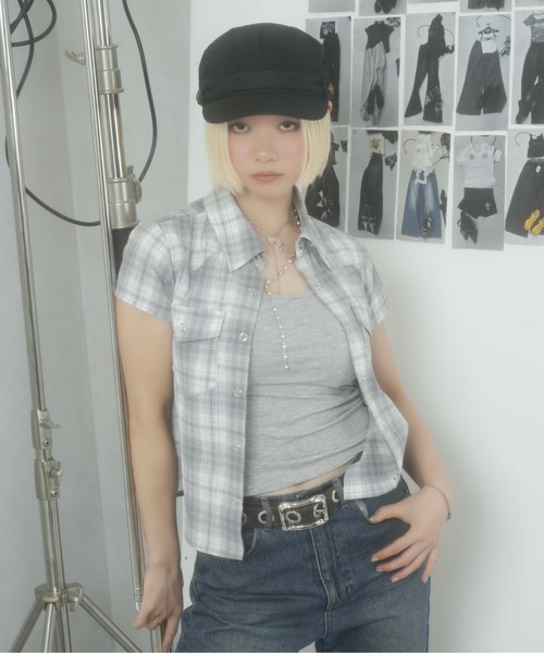 sedacle girl(セダクルガール)の「グリッターウエスタンシャツ(シャツ/ブラウス・レディース・ライトグレー/ライトブルー/ブラック・MEDIUM/SMALL)」の11枚目の写真