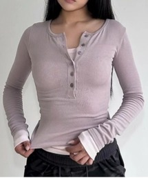 Vini（ヴィニ）の「ヘンリーネックフード付きトップス（Tシャツ/カットソー）」