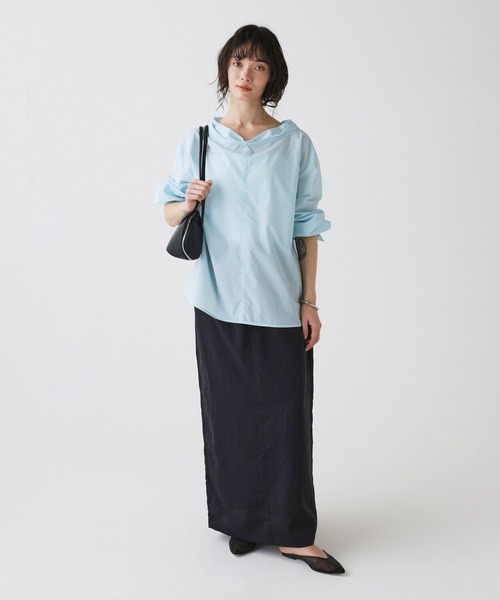 BABYLONE(バビロン)の「【多機能素材】ボトルネックブラウス(シャツ/ブラウス・レディース・ベージュ/サックスブルー/ホワイト・フリー)」の9枚目の写真