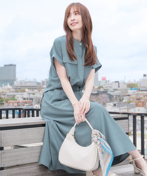 GLACIER lusso（グラシアルッソ）の「【美冷・接触冷感】タックロングスカート（スカート・レディース・ベージュ/ネイビー/ブルーグリーン/杢グレー・S/M/LL/L）」の13枚目の写真