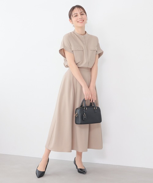 GLACIER lusso（グラシアルッソ）の「【美冷・接触冷感】タックロングスカート（スカート・レディース・ベージュ/ネイビー/ブルーグリーン/杢グレー・S/M/LL/L）」の17枚目の写真