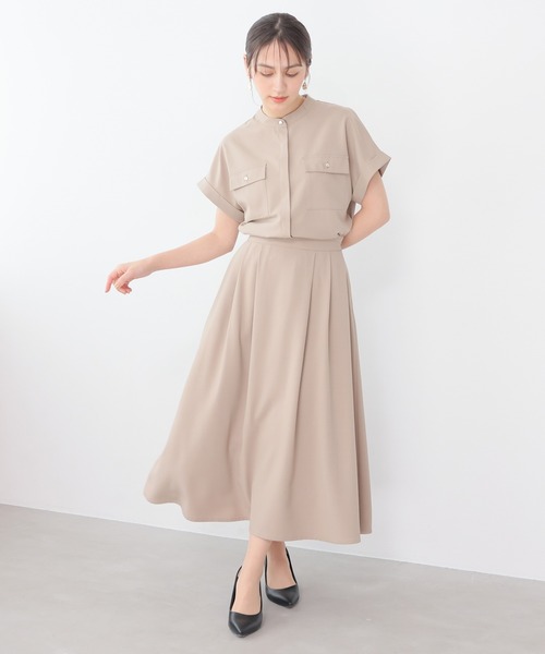 GLACIER lusso（グラシアルッソ）の「【美冷・接触冷感】タックロングスカート（スカート・レディース・ベージュ/ネイビー/ブルーグリーン/杢グレー・S/M/LL/L）」の18枚目の写真