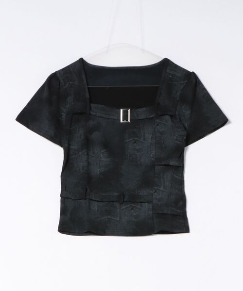 ViViDAY(ビビデー)の「胸ベルトデザイン ショートtシャツ(Tシャツ/カットソー・レディース・ブラック/グレー・M)」の6枚目の写真