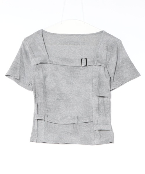 ViViDAY(ビビデー)の「胸ベルトデザイン ショートtシャツ(Tシャツ/カットソー・レディース・ブラック/グレー・M)」の7枚目の写真