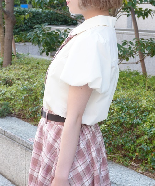 axes femme POETIQUE(アクシーズファムポエティック)の「チェーンネクタイ付きBL(シャツ/ブラウス・レディース・ホワイト/ピンク/キナリ・MEDIUM)」の5枚目の写真