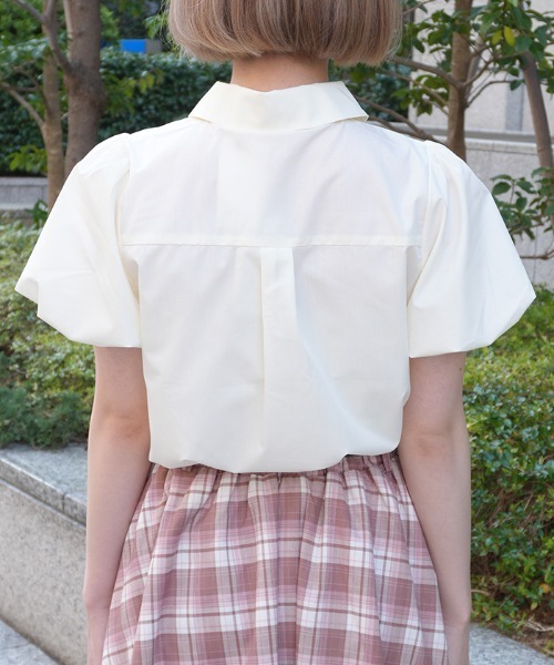 axes femme POETIQUE(アクシーズファムポエティック)の「チェーンネクタイ付きBL(シャツ/ブラウス・レディース・ホワイト/ピンク/キナリ・MEDIUM)」の6枚目の写真