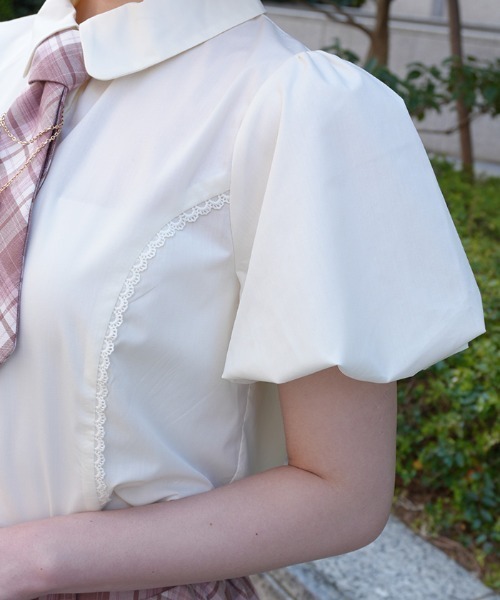 axes femme POETIQUE(アクシーズファムポエティック)の「チェーンネクタイ付きBL(シャツ/ブラウス・レディース・ホワイト/ピンク/キナリ・MEDIUM)」の7枚目の写真