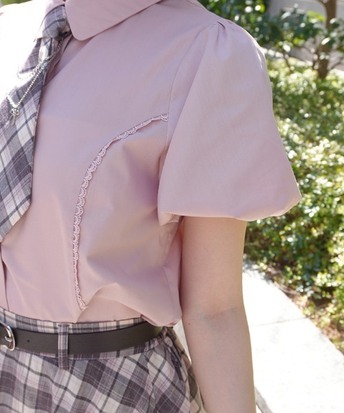 axes femme POETIQUE(アクシーズファムポエティック)の「チェーンネクタイ付きBL(シャツ/ブラウス・レディース・ホワイト/ピンク/キナリ・MEDIUM)」の10枚目の写真