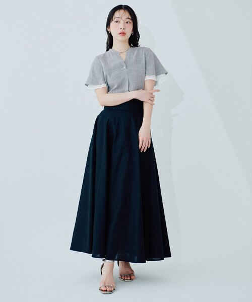 natural couture(ナチュラルクチュール)の「袖口シアーパール釦スキッパーブラウス(シャツ/ブラウス・レディース・その他1/ミント/ラベンダー/ライトグレー/その他2/アイボリー・FREE)」の7枚目の写真