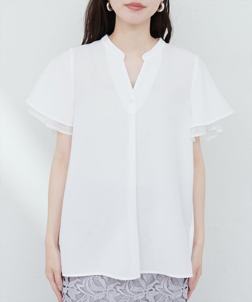 natural couture(ナチュラルクチュール)の「袖口シアーパール釦スキッパーブラウス(シャツ/ブラウス・レディース・その他1/ミント/ラベンダー/ライトグレー/その他2/アイボリー・FREE)」の9枚目の写真