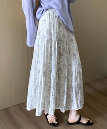 小花柄ティアードロングスカート