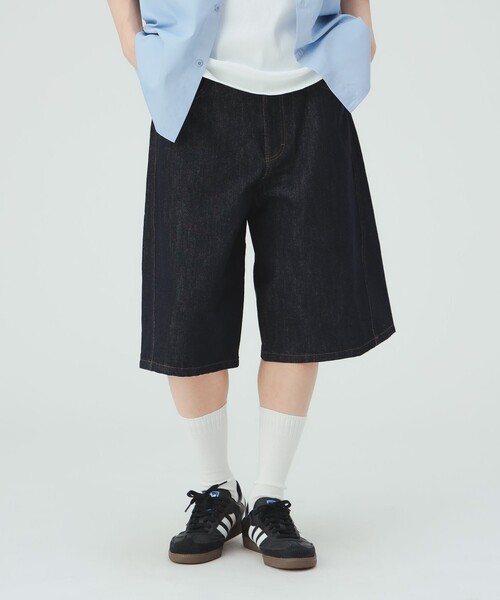 BEAMS HEART(ビームスハート)の「【7/9値下げ】デニムライク カーブバギー ショートパンツ(その他パンツ・メンズ・ブラック/ネイビー・MEDIUM/LARGE/SMALL)」の2枚目の写真