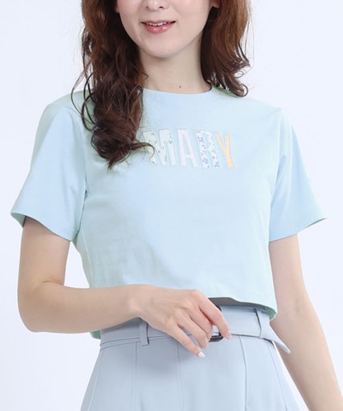 MARY QUANT LONDON/マリークアントロンドン/カットソー/Mサイズ MARY QUANT × PUBLUX/マリークワント 裾 ティアード 切替 ロゴ Tシャツ
