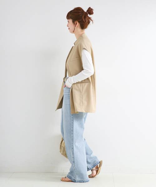Simplicite(サンプリシテ)の「《追加》ウォッシャブル / DU JOUR / デュ ジュール PEG TUCK JEAN(デニムパンツ・レディース・サックスブルー/ブルー系その他・34/36/38)」の14枚目の写真