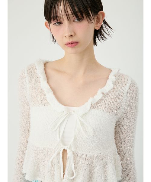 LILY BROWN(リリーブラウン)の「ツイストヤーンフリルカーディガン(カーディガン/ボレロ・レディース・グレー/ホワイト/ピンク・F)」の10枚目の写真