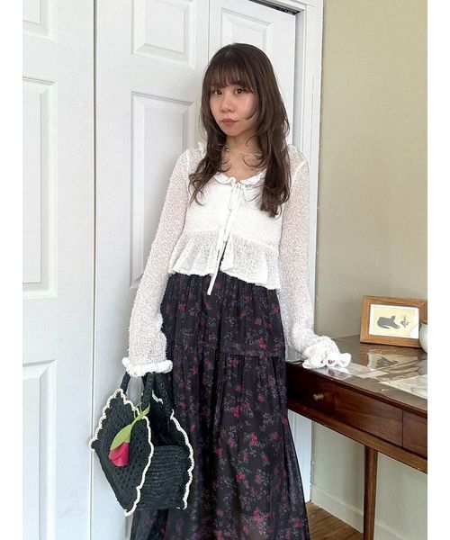 LILY BROWN(リリーブラウン)の「ツイストヤーンフリルカーディガン(カーディガン/ボレロ・レディース・グレー/ホワイト/ピンク・F)」の16枚目の写真