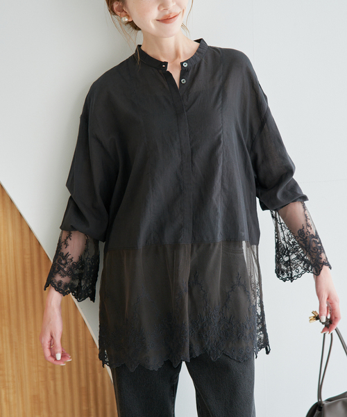 SLOBE IENA(スローブイエナ)の「《追加2》チュールレースブラウス(シャツ/ブラウス・レディース・ホワイト/ブラック・FREE)」の17枚目の写真