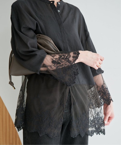 SLOBE IENA(スローブイエナ)の「《追加2》チュールレースブラウス(シャツ/ブラウス・レディース・ホワイト/ブラック・FREE)」の2枚目の写真
