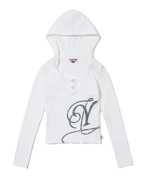 YOUHEE（ユヒ）の「GRAPHIC HOODIE LONG SLEEVE_WHITE（パーカー・レディース・その他・SMALL/MEDIUM）」の2枚目の写真