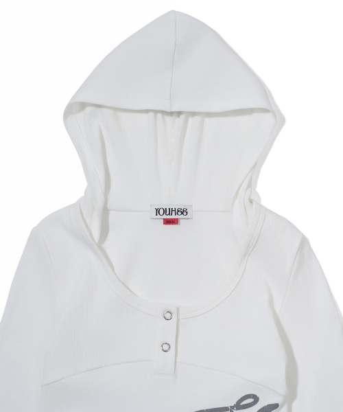 YOUHEE（ユヒ）の「GRAPHIC HOODIE LONG SLEEVE_WHITE（パーカー・レディース・その他・SMALL/MEDIUM）」の6枚目の写真