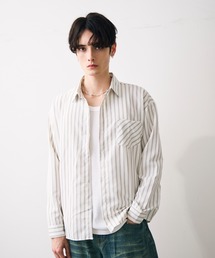 Washed striped cropped shirt / ウォッシュドショート丈ストライプシャツ