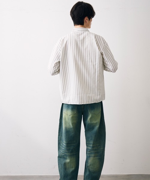 Shoowtime(ショウタイム)の「Washed striped cropped shirt / ウォッシュドショート丈ストライプシャツ(シャツ/ブラウス・メンズ・ホワイト系その他・MEDIUM/LARGE/X-LARGE)」の7枚目の写真