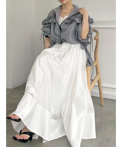 超美品❣️snidel ジャガードフレアスカート ロング マキシ シャギー 白 M SNIDEL（スナイデル） ジャガードフレアスカート 23秋冬. SWFS235136