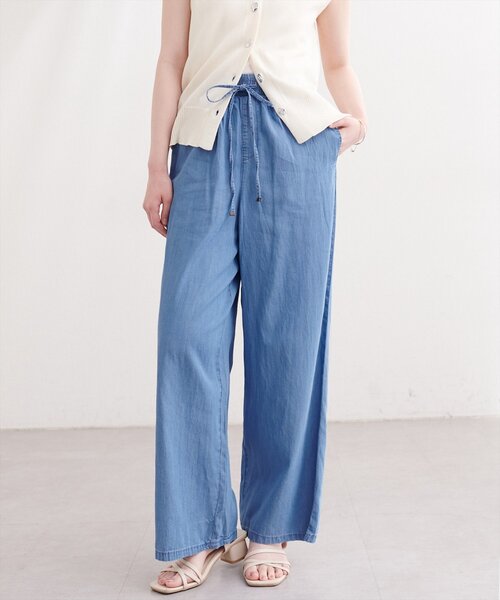 natural couture（ナチュラルクチュール）の「テンセルデニムイージーパンツ（デニムパンツ・レディース・ネイビー/サックスブルー/ブルー・MEDIUM）」の10枚目の写真