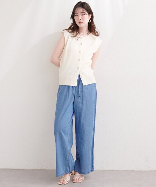 natural couture（ナチュラルクチュール）の「テンセルデニムイージーパンツ（デニムパンツ・レディース・ネイビー/サックスブルー/ブルー・MEDIUM）」の12枚目の写真