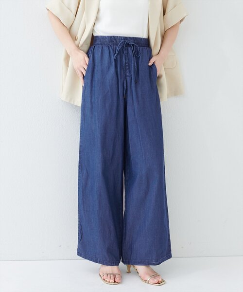 natural couture（ナチュラルクチュール）の「テンセルデニムイージーパンツ（デニムパンツ・レディース・ネイビー/サックスブルー/ブルー・MEDIUM）」の13枚目の写真