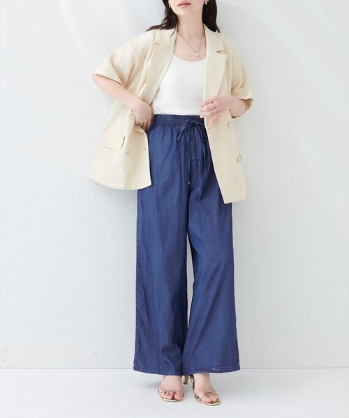 natural couture（ナチュラルクチュール）の「テンセルデニムイージーパンツ（デニムパンツ・レディース・ネイビー/サックスブルー/ブルー・MEDIUM）」の16枚目の写真