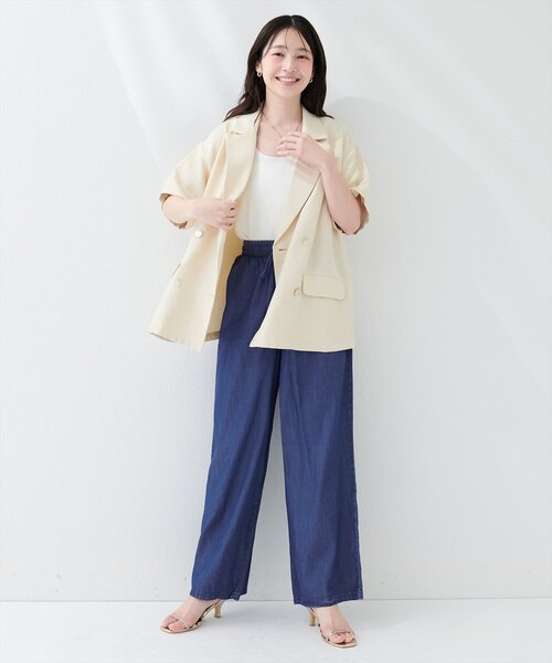 natural couture（ナチュラルクチュール）の「テンセルデニムイージーパンツ（デニムパンツ・レディース・ネイビー/サックスブルー/ブルー・MEDIUM）」の17枚目の写真