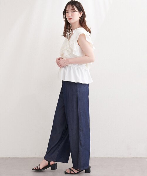 natural couture（ナチュラルクチュール）の「テンセルデニムイージーパンツ（デニムパンツ・レディース・ネイビー/サックスブルー/ブルー・MEDIUM）」の22枚目の写真