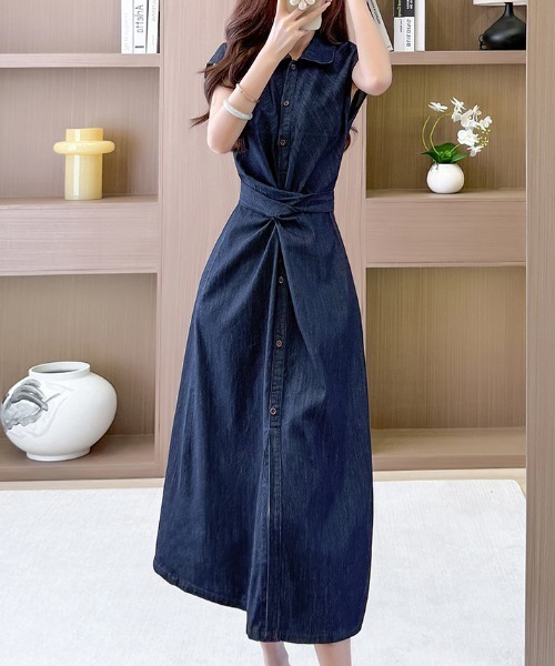 FAVORITO(ファヴォリート)の「デニムシャツワンピース(ワンピース・レディース・ダークブルー・XL/L/M/S)」の2枚目の写真