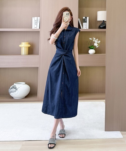 FAVORITO(ファヴォリート)の「デニムシャツワンピース(ワンピース・レディース・ダークブルー・XL/L/M/S)」の9枚目の写真