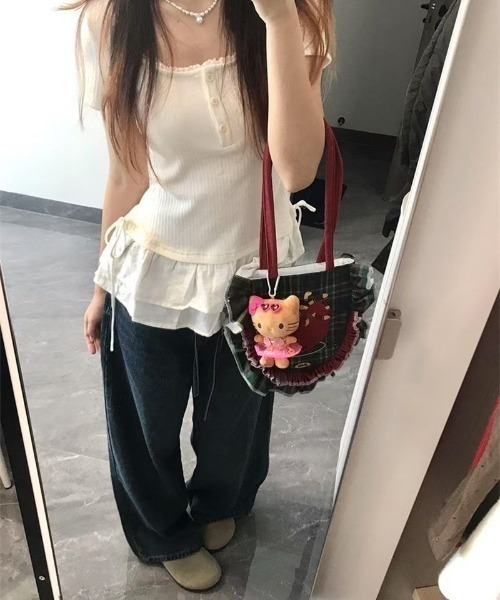 almo(アルモ)の「【LAMPOON】ウエストフリルカットソー(Tシャツ/カットソー・レディース・ホワイト・LARGE/MEDIUM/SMALL)」の3枚目の写真