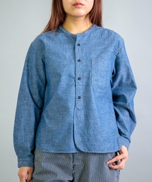 [OMNIGOD womens / オムニゴッド] シャンブレー スタンドカラーシャツ