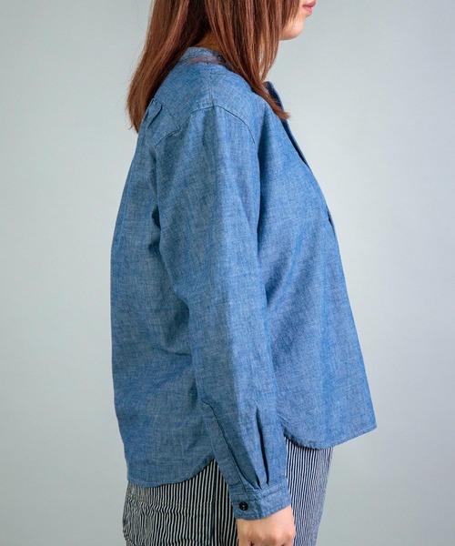 OMNIGOD（オムニゴッド）の「[OMNIGOD womens / オムニゴッド] シャンブレー スタンドカラーシャツ（シャツ/ブラウス・レディース・ワンウォッシュ・3/2）」の3枚目の写真